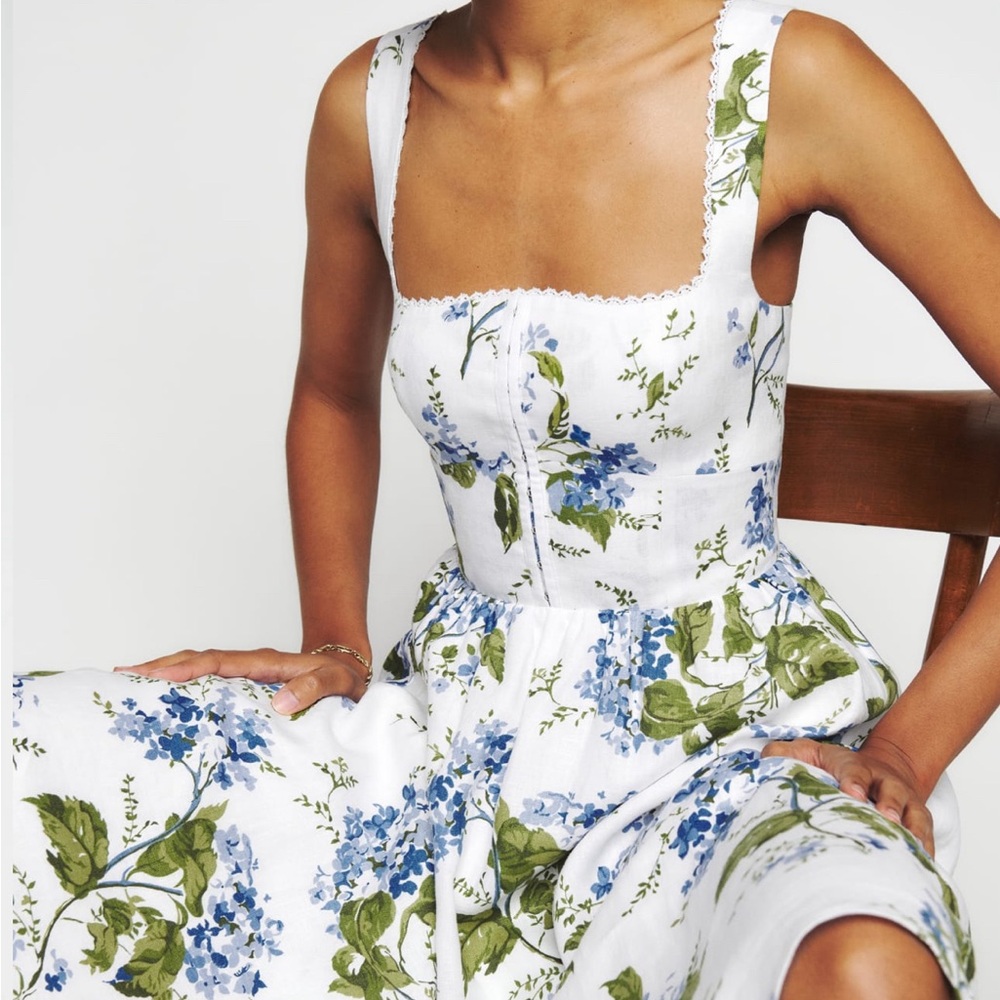 Reformation Tagliatelle Midi Linen Dress Size 0